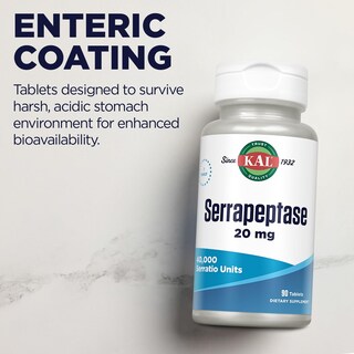 Foto 5 | Suplemento Kal Serrapeptase 20 mg 90 Comprimidos - Venta Internacional