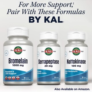Foto 6 | Suplemento Kal Serrapeptase 20 mg 90 Comprimidos - Venta Internacional