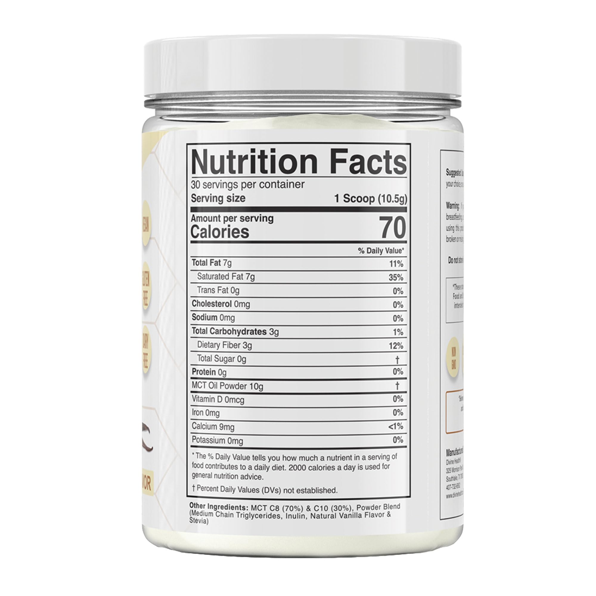 Foto 4 pulgar | Aceite Mct En Polvo Divine Health, Vainilla Francesa, 315 G, 30 Días - Venta Internacional.