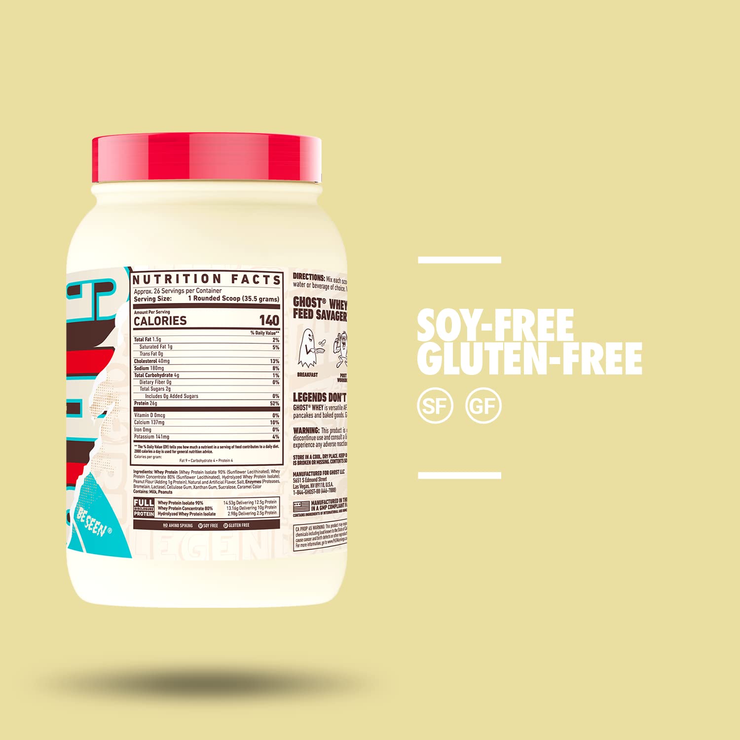 Foto 5 pulgar | Leche De Cereales Con Mantequilla De Cacahuete Ghost Whey, 2,2 Kg - Venta Internacional.