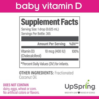 Foto 2 | Gotas De Vitamina D3 Upspring Baby 400 Ui Para Bebés De 0 A 12 Millones - Venta Internacional.