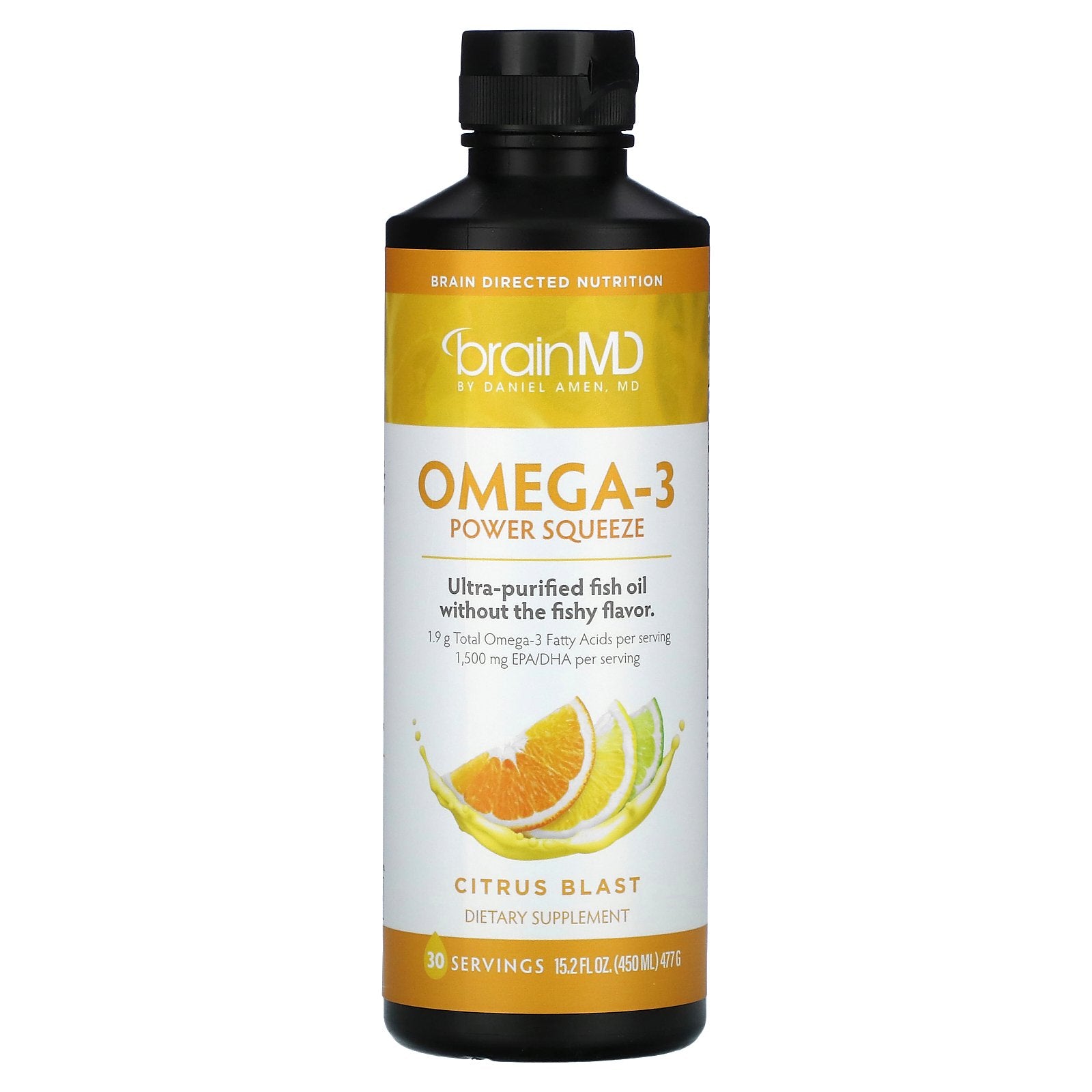 Foto 2 pulgar | Suplemento Brainmd Omega-3 Power Squeeze Citrus Blast De 450 Ml - Venta Internacional.