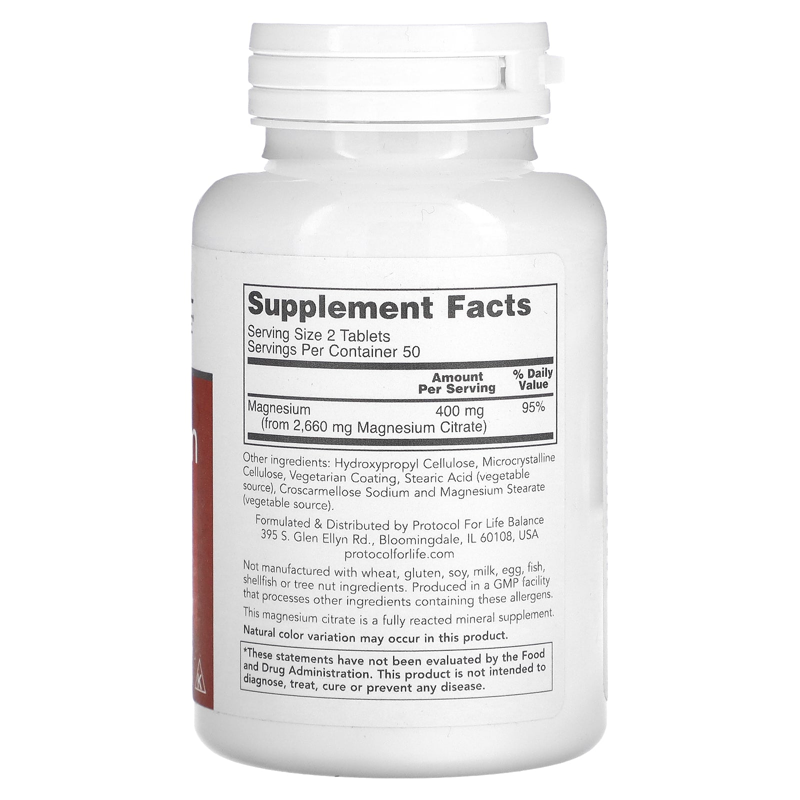 Foto 3 pulgar | Suplemento Protocol Life Balance Citrato de Magnesio 200 Mg 100 Capsulas - Venta Internacional