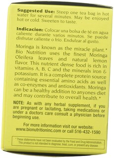 Foto 3 | Tea Bags Bio Nutrition, Limón Y Moringa, 60 Ml, Suplemento Herbal - Venta Internacional.