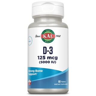 Foto 1 | Vitamina D3 Kal 5000 UI 125 mcg 60 Tabletas- Venta Internacional