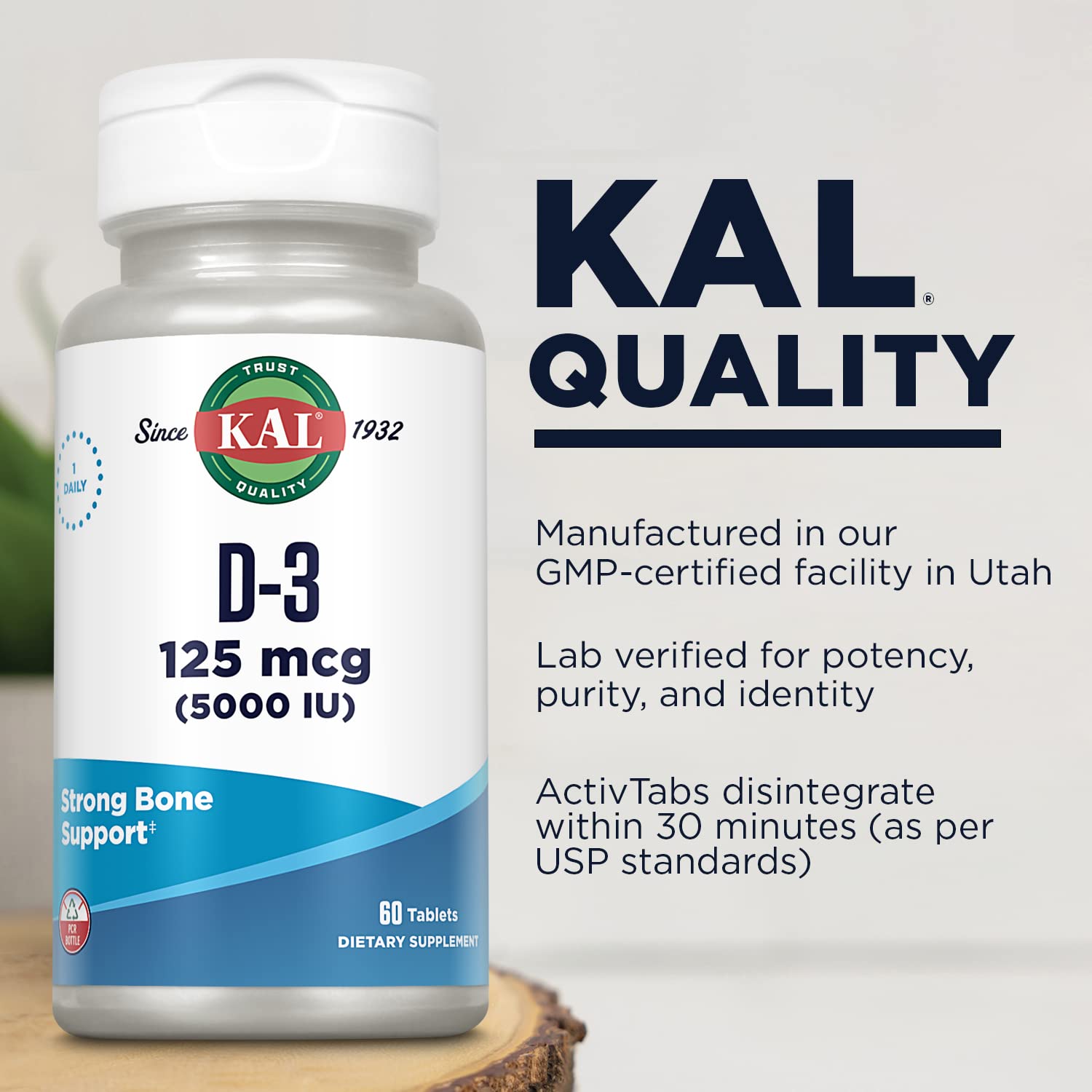 Foto 5 pulgar | Vitamina D3  Kal 5000 UI 125 mcg 60 Tabletas- Venta Internacional