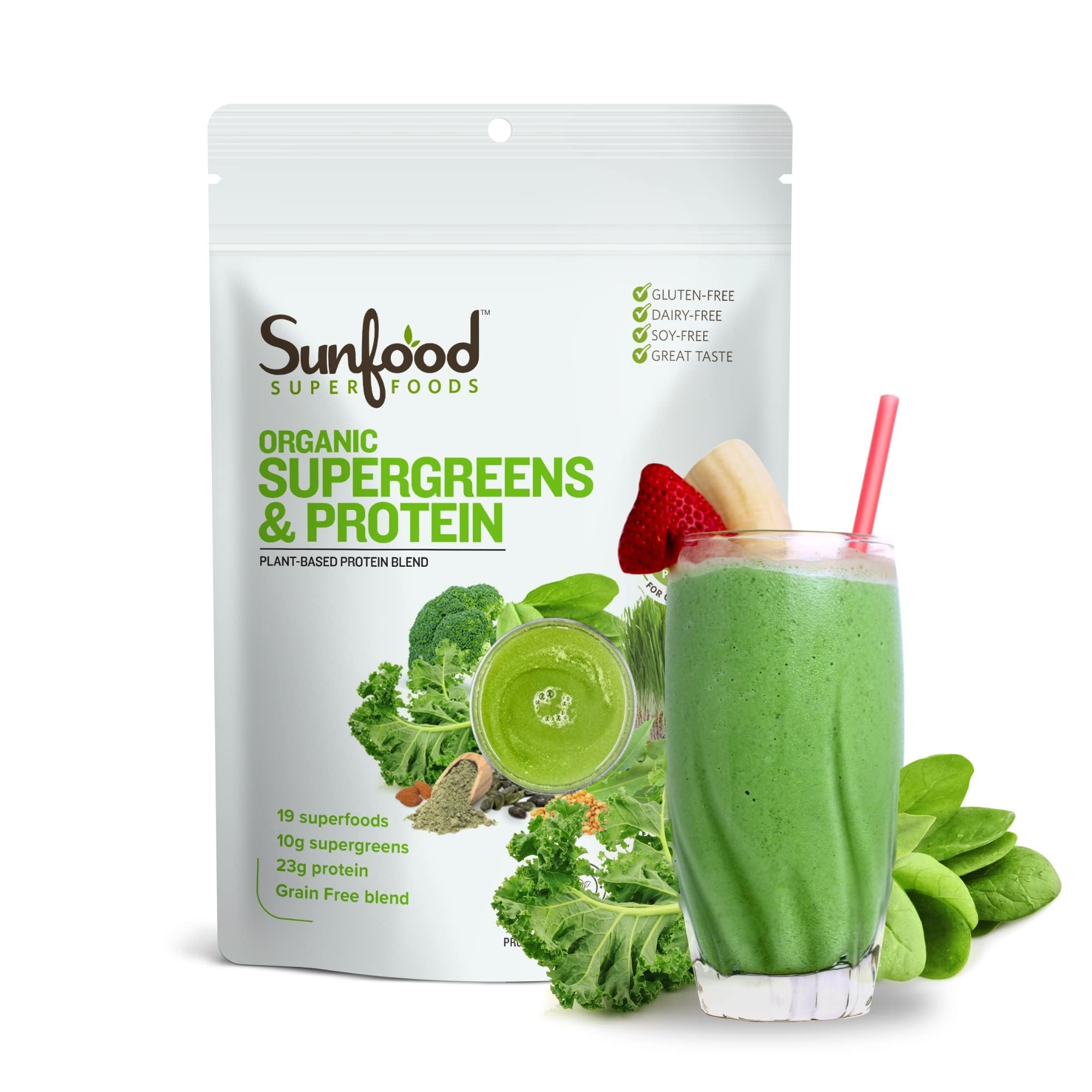 Foto 2 pulgar | Supergreens & Protein Sunfood Organic 240 Ml A Base De Plantas - Venta Internacional.