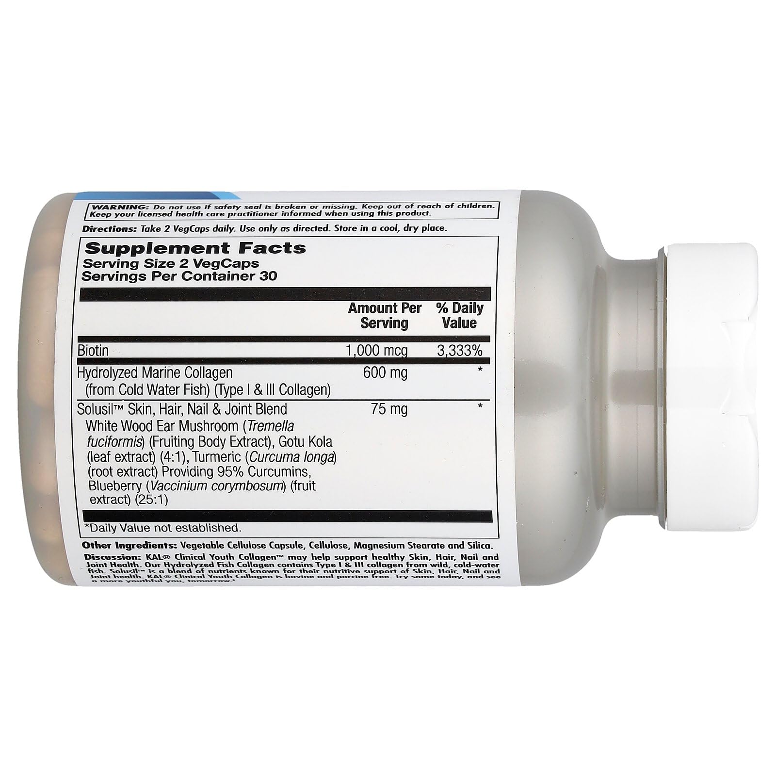 Foto 3 pulgar | Colágeno Kal Clinical Youth Tipo I Y III 60c 600 Mg  -  Venta Internacional
