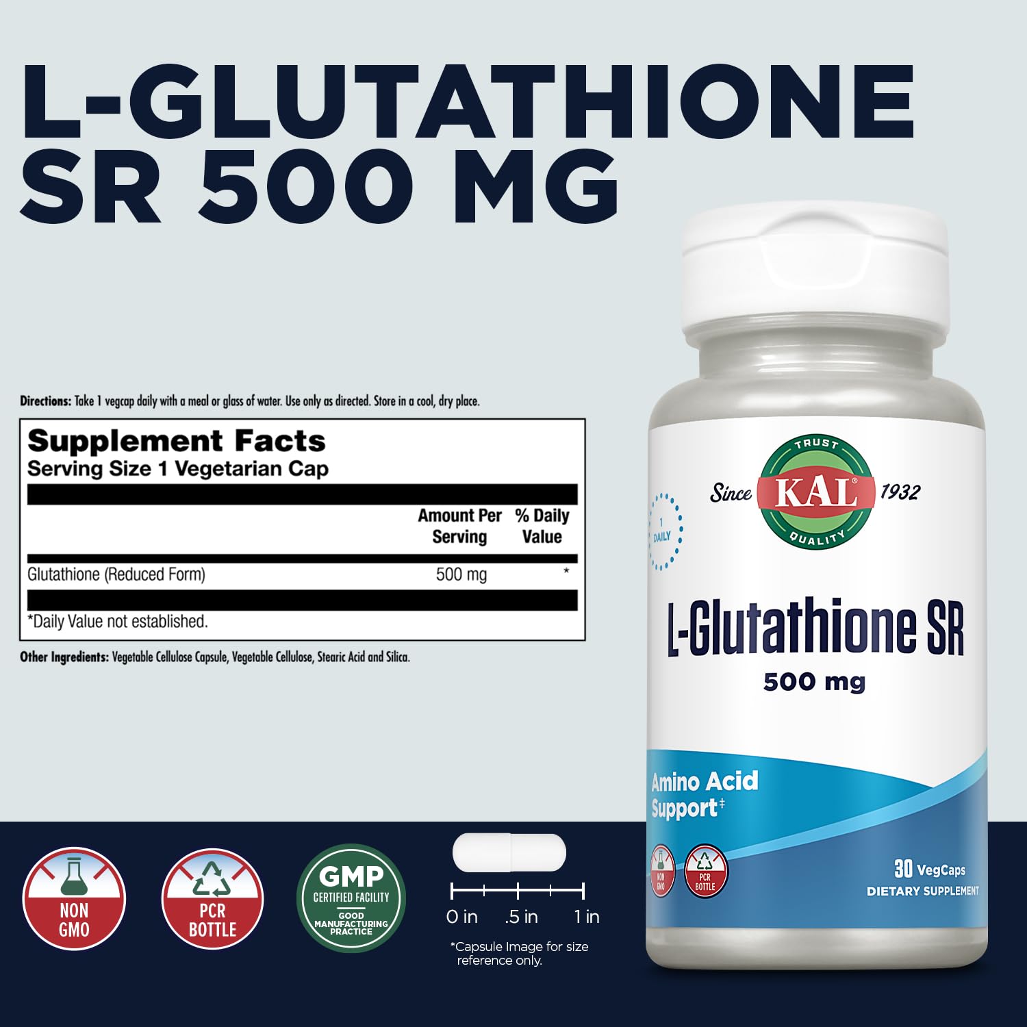 Foto 3 pulgar | Suplemento Kal L-glutatión Sr 30 Cápsulas - Venta Internacional