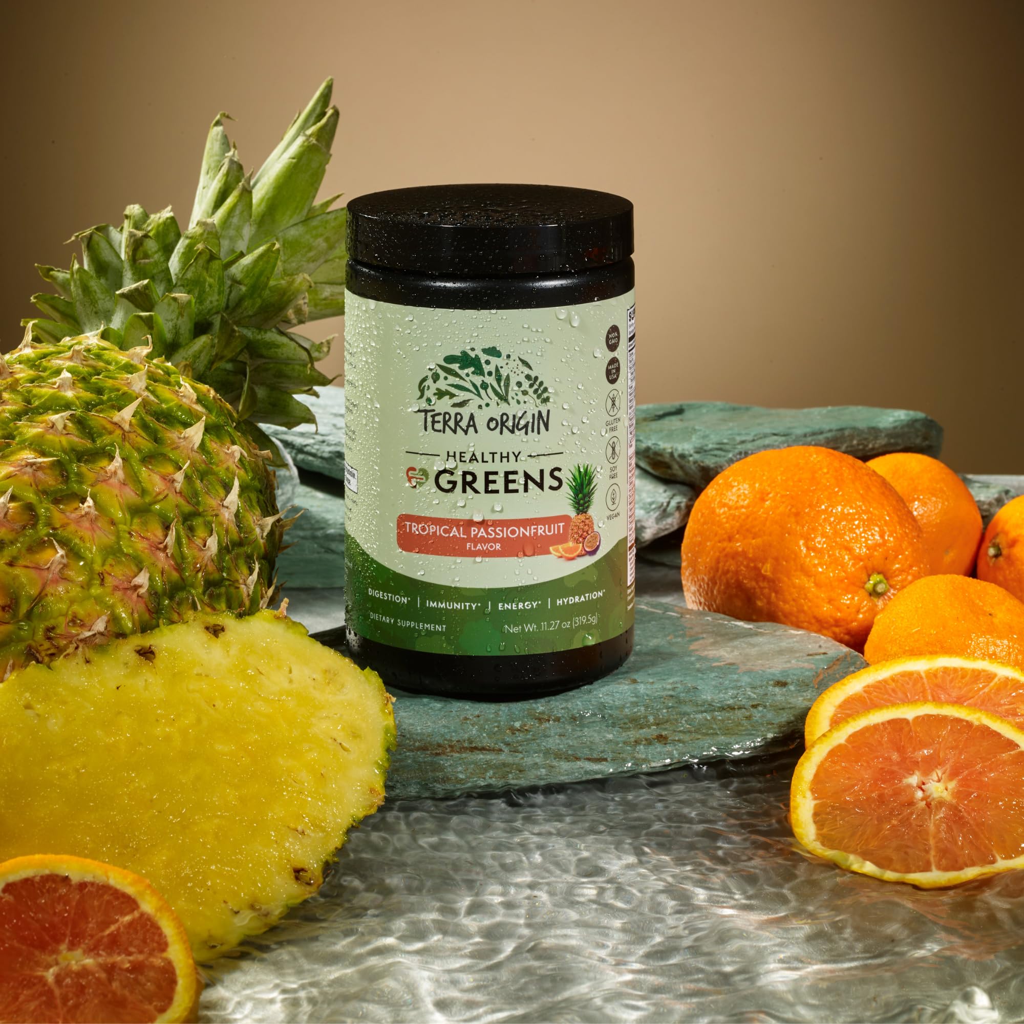 Foto 3 pulgar | Suplemento Terra Origin Healthy Greens Powder Tropical 30 Porciones - Venta Internacional.