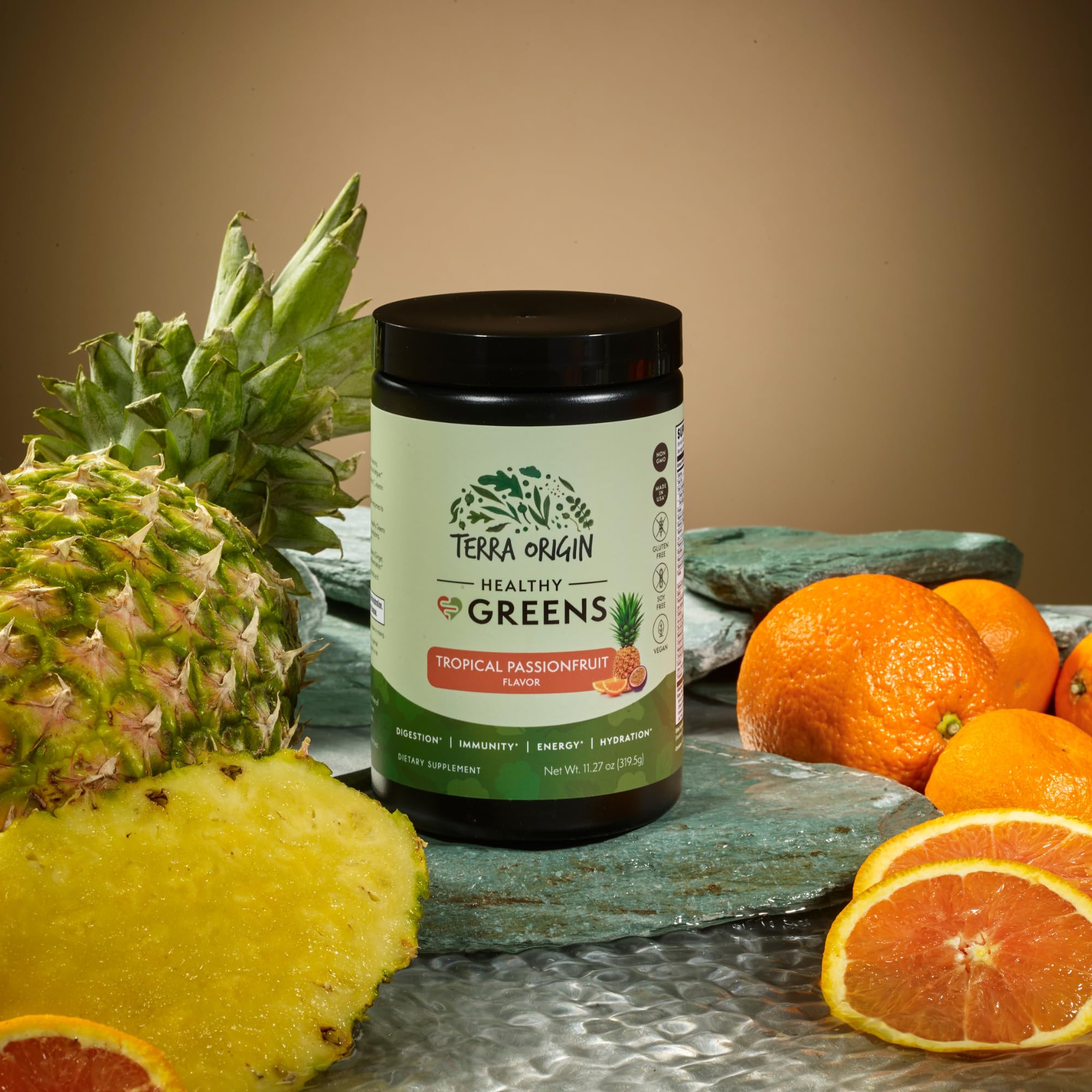 Foto 6 pulgar | Suplemento Terra Origin Healthy Greens Powder Tropical 30 Porciones - Venta Internacional.