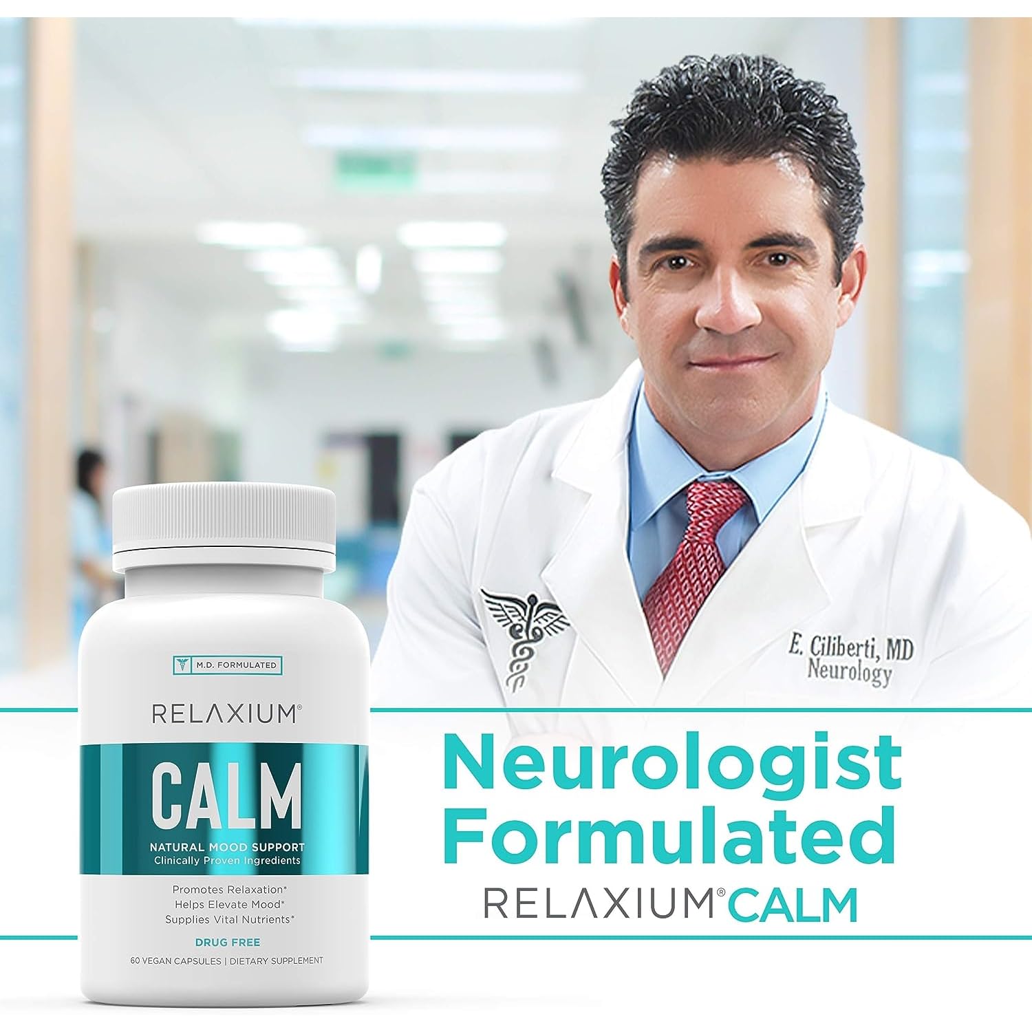 Foto 4 pulgar | Suplemento Relaxium Calm Stress & Mood Support 60 Cápsulas - Venta Internacional