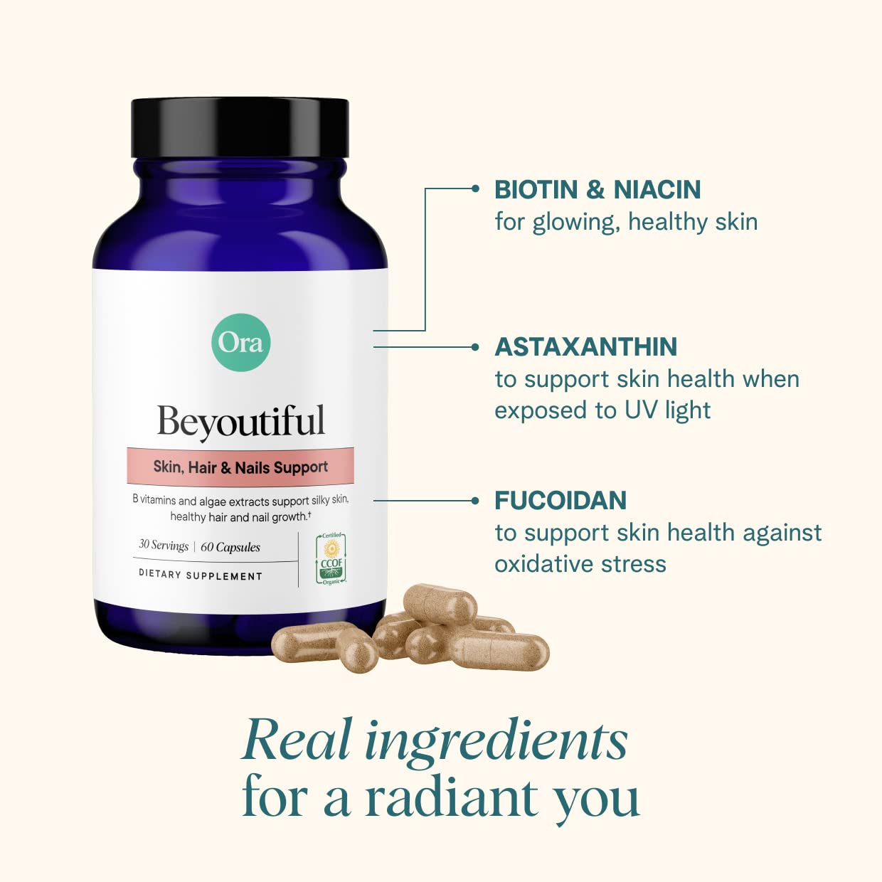 Foto 5 | Supplement Ora Organic Beyoutiful Para Cabello, Piel Y Uñas 60 Cápsulas - Venta Internacional.