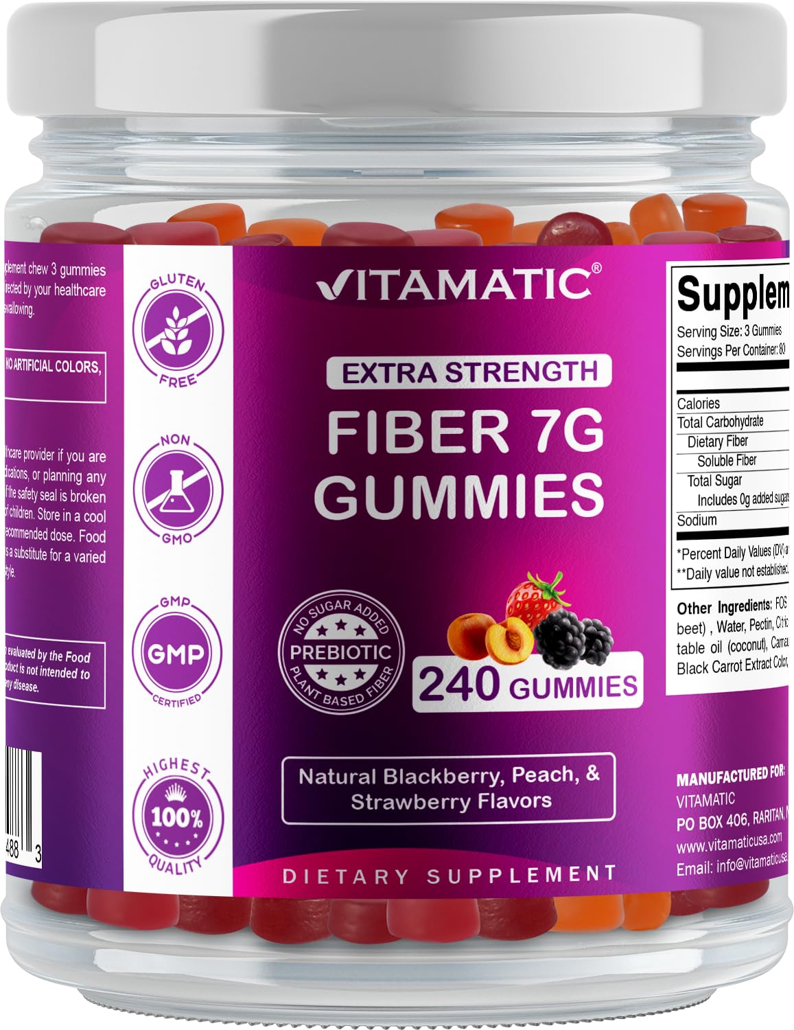 Foto 2 pulgar | Fibra Prebiótica Vitamatic 240 Gomitas-Venta Internacional
