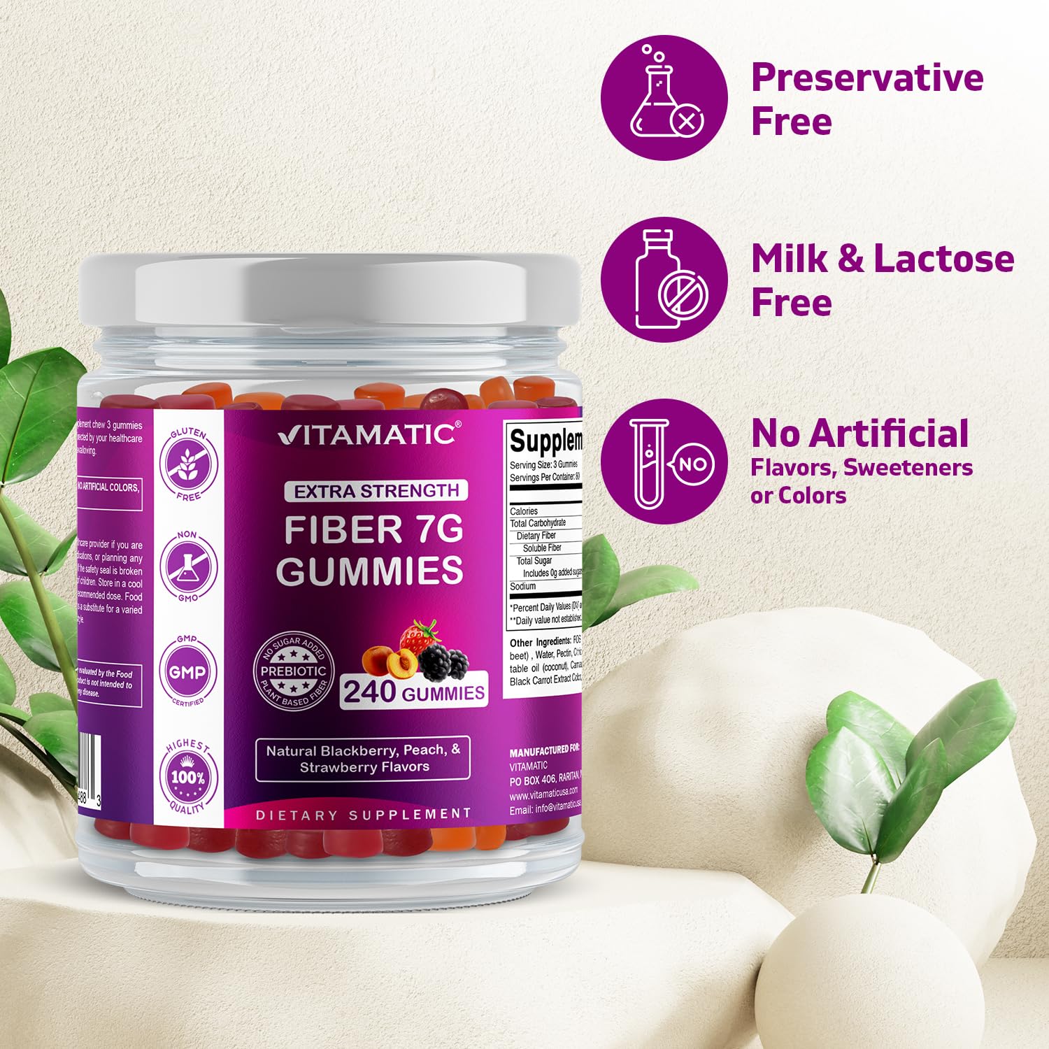 Foto 4 | Fibra Prebiótica Vitamatic 240 Gomitas-Venta Internacional