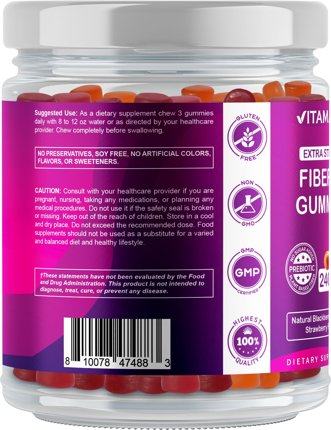 Foto 5 | Fibra Prebiótica Vitamatic 240 Gomitas-Venta Internacional