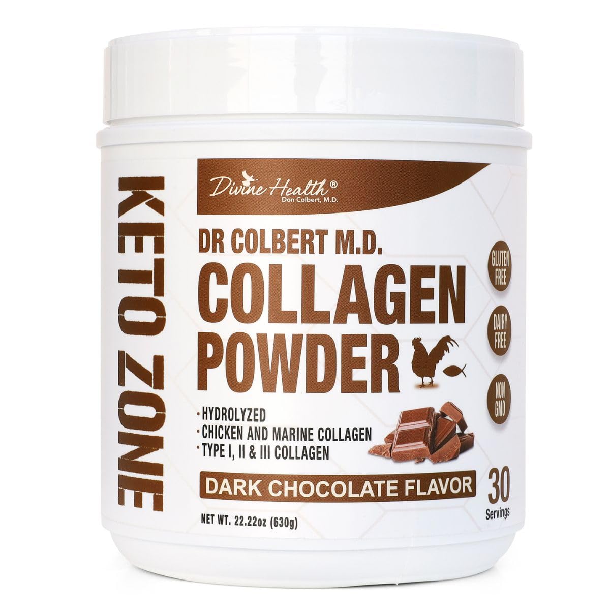 Foto 2 pulgar | Colágeno En Polvo Divine Health Dr. Colbert Chocolate 630g - Venta Internacional.