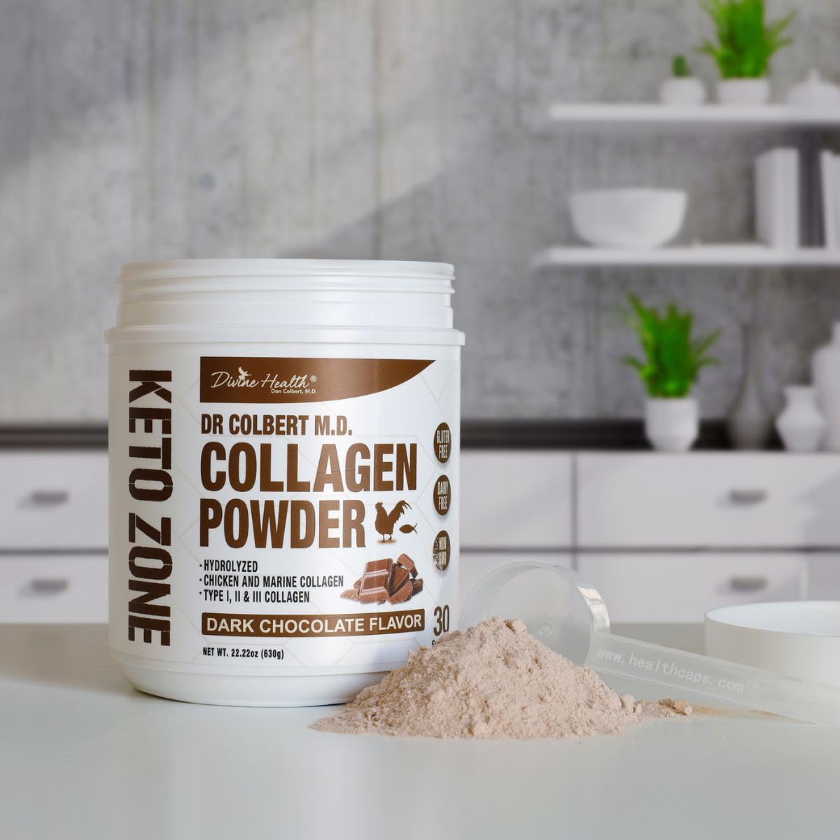Foto 2 | Colágeno En Polvo Divine Health Dr. Colbert Chocolate 630g - Venta Internacional.