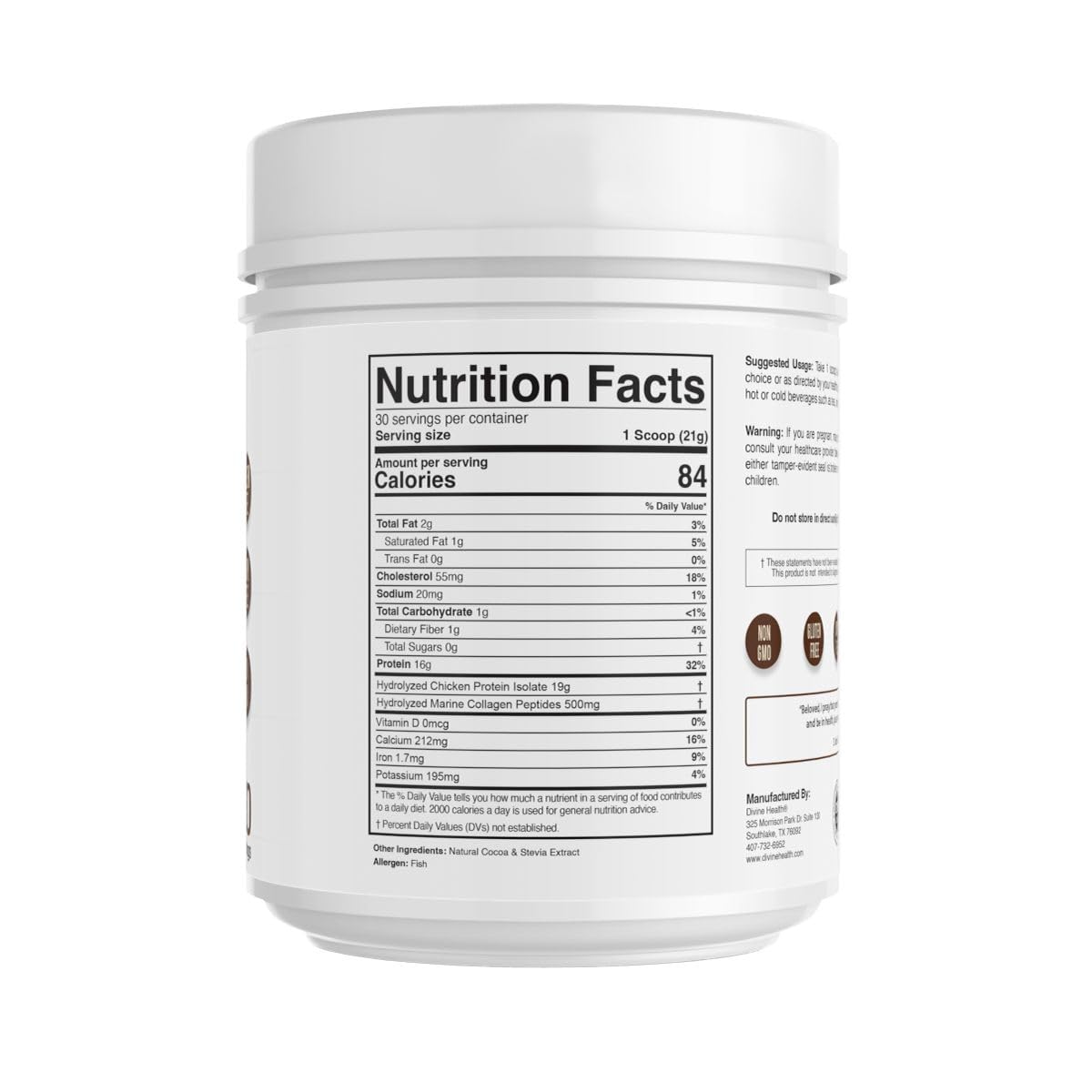 Foto 5 | Colágeno En Polvo Divine Health Dr. Colbert Chocolate 630g - Venta Internacional.