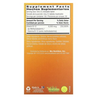 Foto 2 | Suplemento Bio Nutrition De Vitamina B-12, 6000 Mcg, 50 Comprimidos - Venta Internacional.