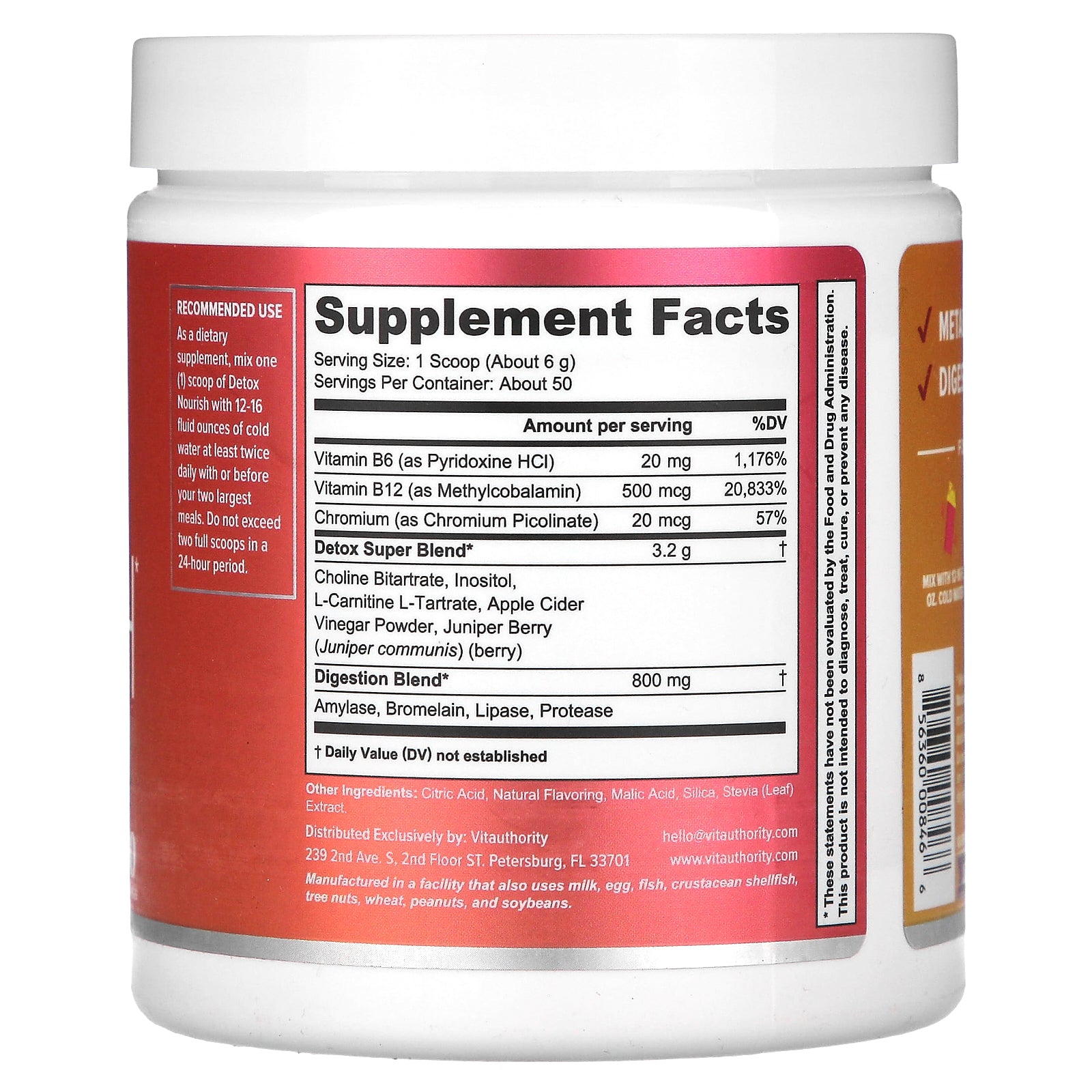 Foto 3 pulgar | Suplemento Vitauthority Detox Nourish Pink Lemonade 310g - Venta Internacional.