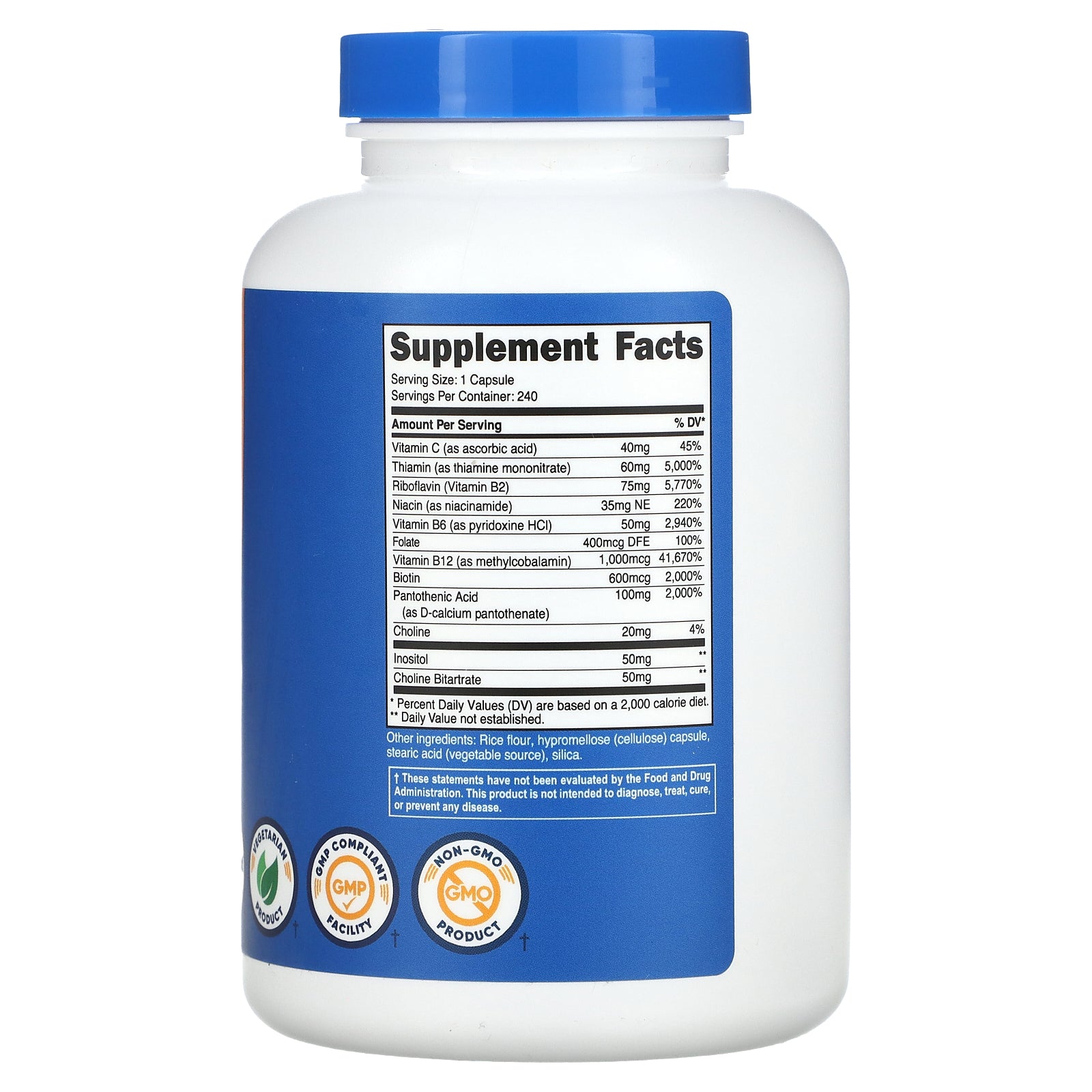 Foto 3 pulgar | Suplemento Nutricost Vitamina B Complex 240 Cápsulas - Venta Internacional