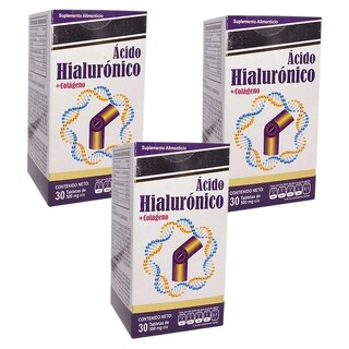 Foto 1 | Acido Hialuronico Colageno 500mg 30 Tabletas Paquete De 3 Frascos