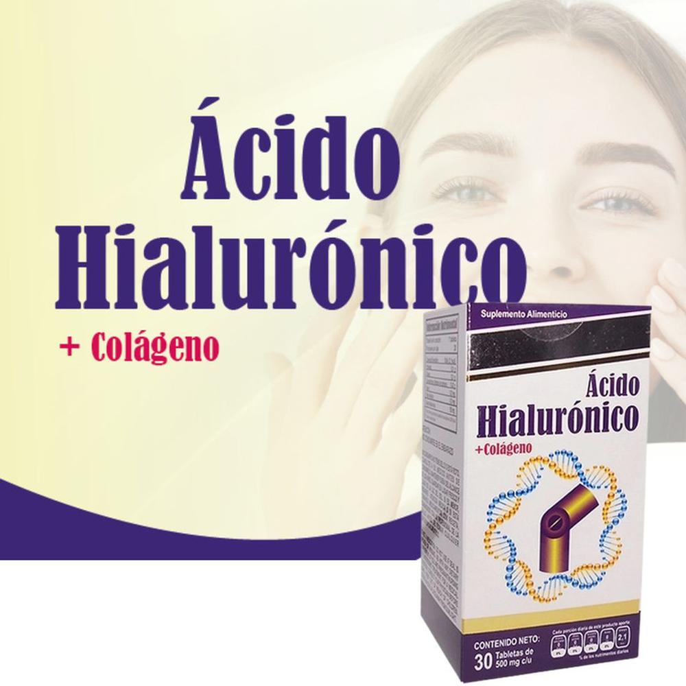 Foto 3 | Acido Hialuronico Colageno 500mg 30 Tabletas Paquete De 3 Frascos