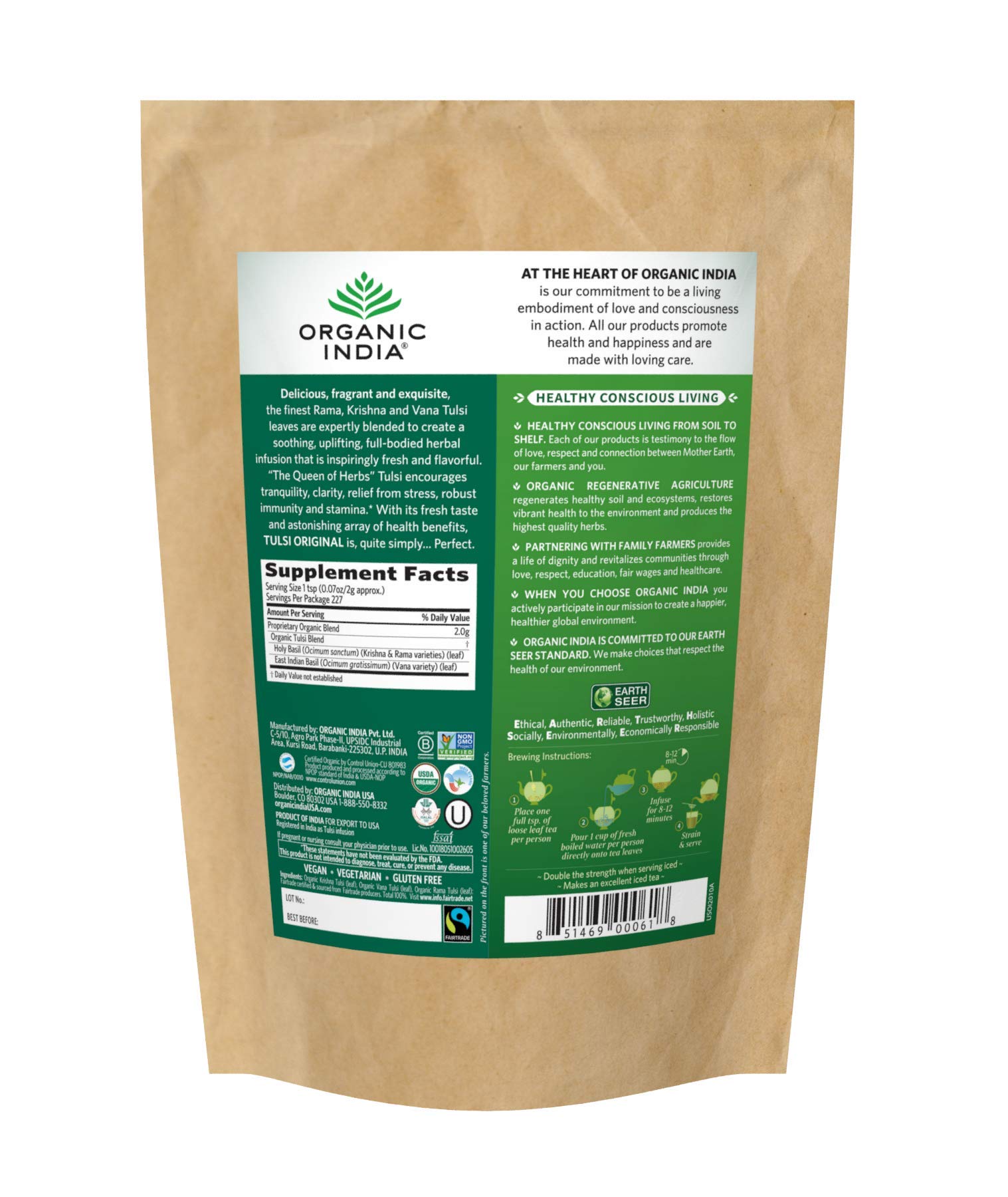 Foto 3 pulgar | Té De Hierbas Organic India Tulsi Original Loose Leaf 454 G - Venta Internacional.