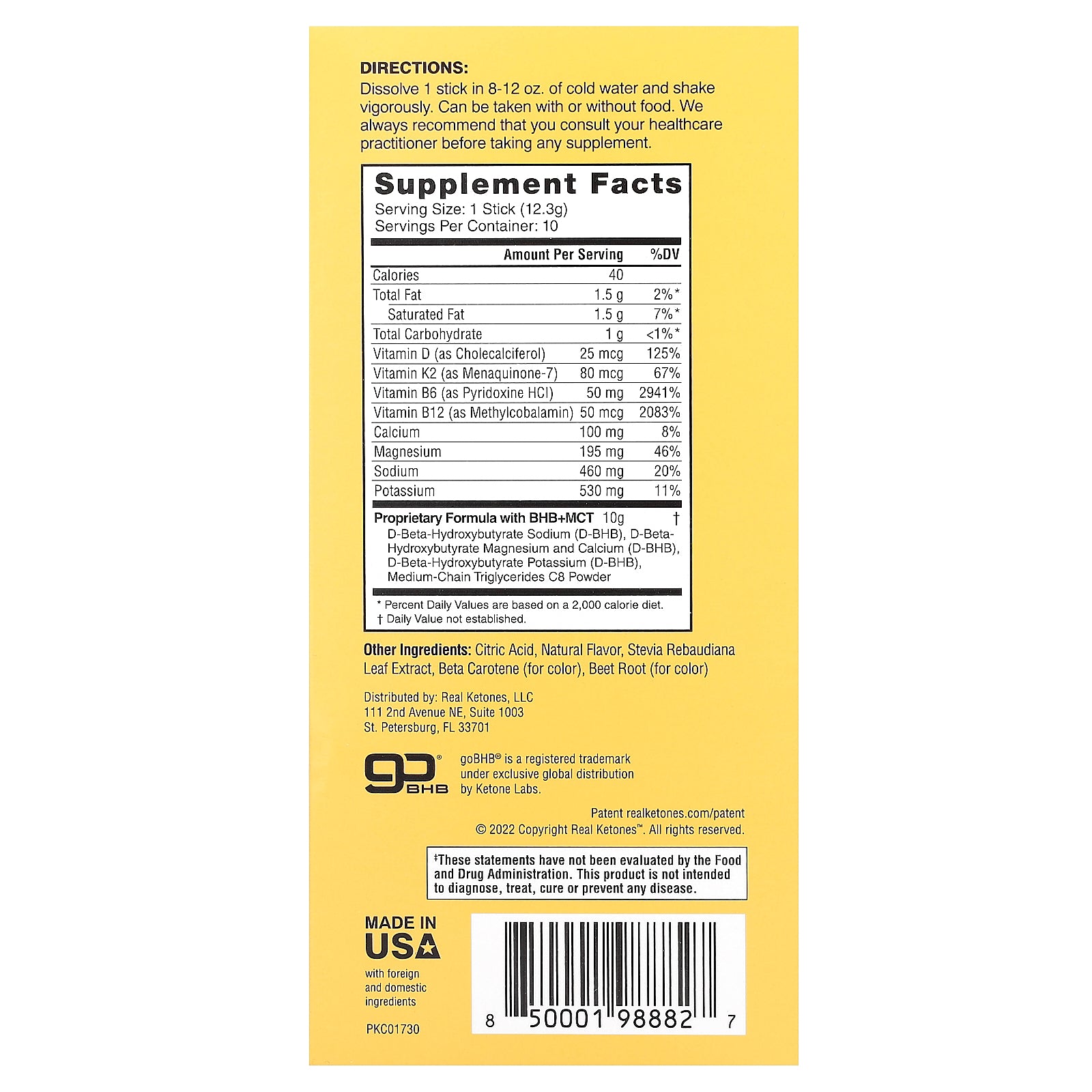 Foto 3 pulgar | Suplemento Real Ketones Elevate Orange  10 Paquetes De 12 3 G - Venta Internacional.