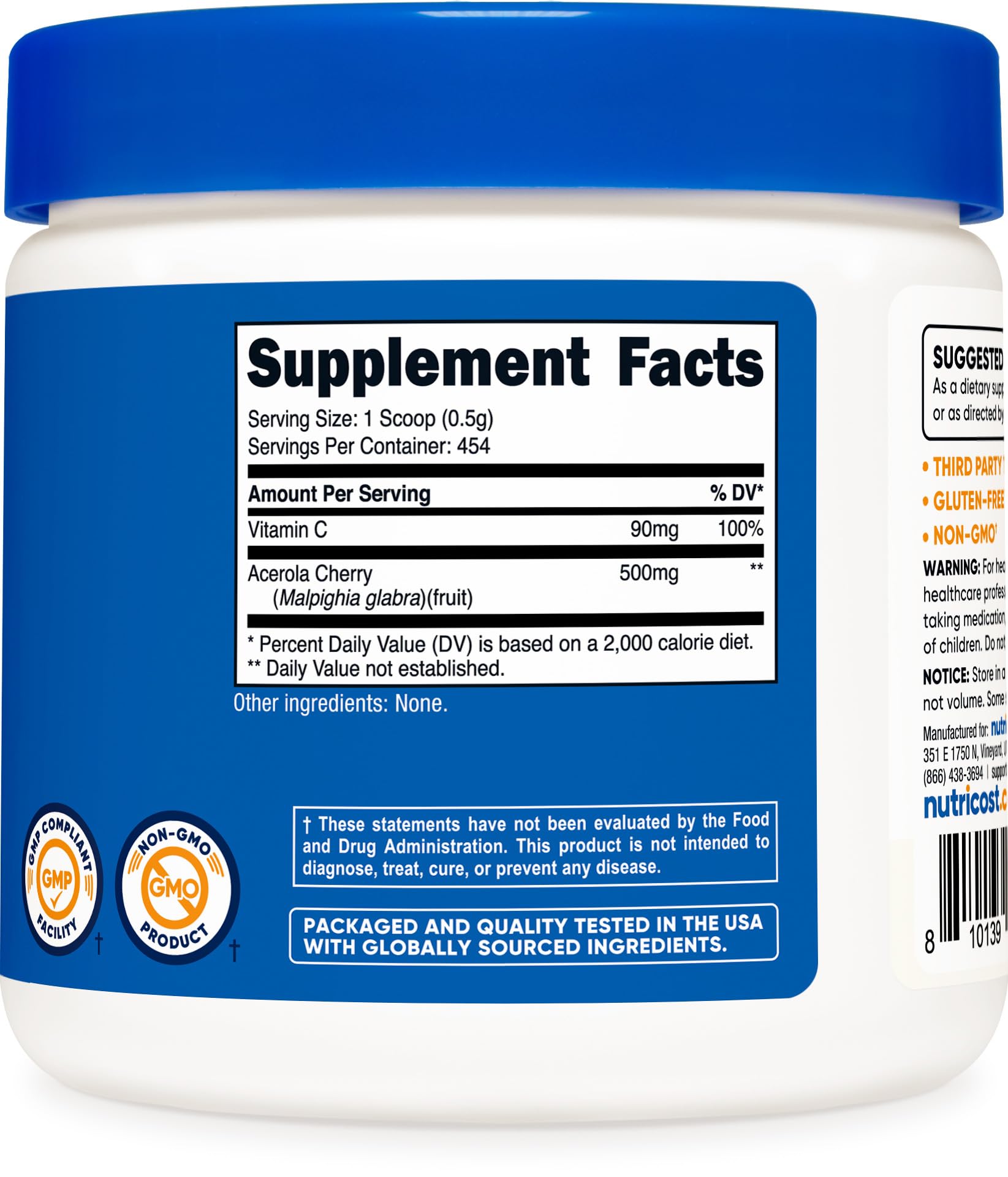 Foto 6 pulgar | Suplemento Nutricost De Vitamina C Natural  Acerola Y Cereza 227 G - Venta Internacional.