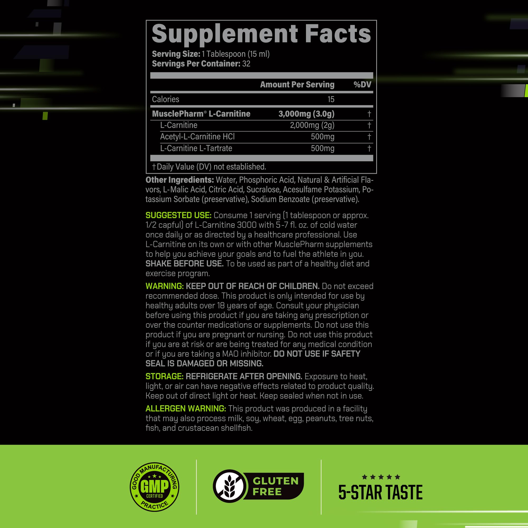 Foto 3 pulgar | Suplemento L-carnitina 3000 Muscle Pharm 480 Ml - Venta Internacional