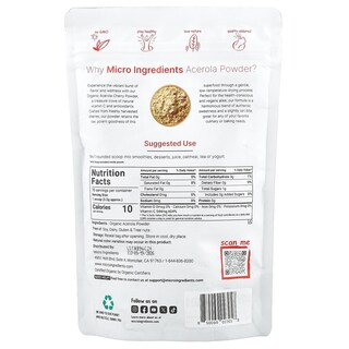 Foto 2 | Microingredientes Orgánicos En Polvo De Acerola 227 G - Venta Internacional.