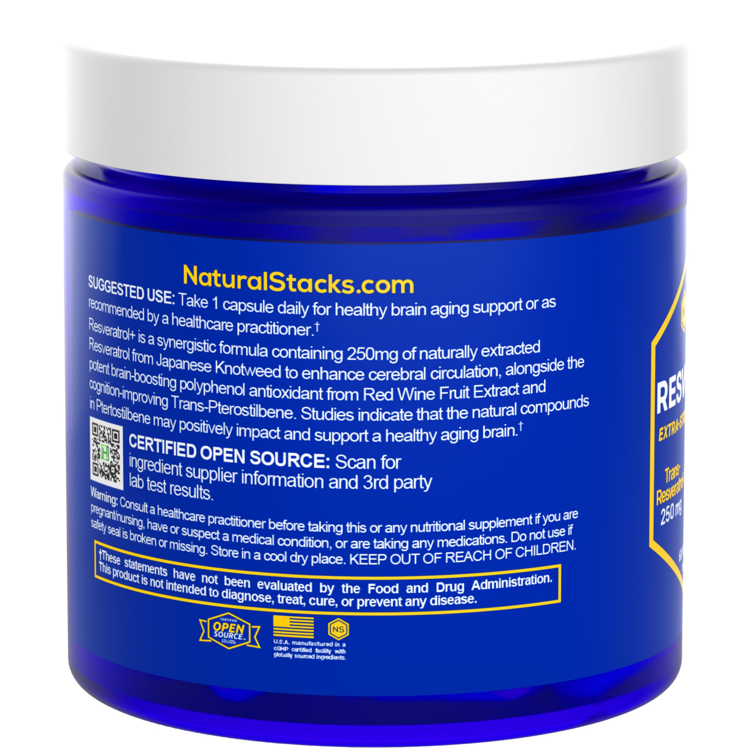 Foto 5 pulgar | Suplemento Natural Stacks Resveratrol 60 Capsulas  - Venta Internacional