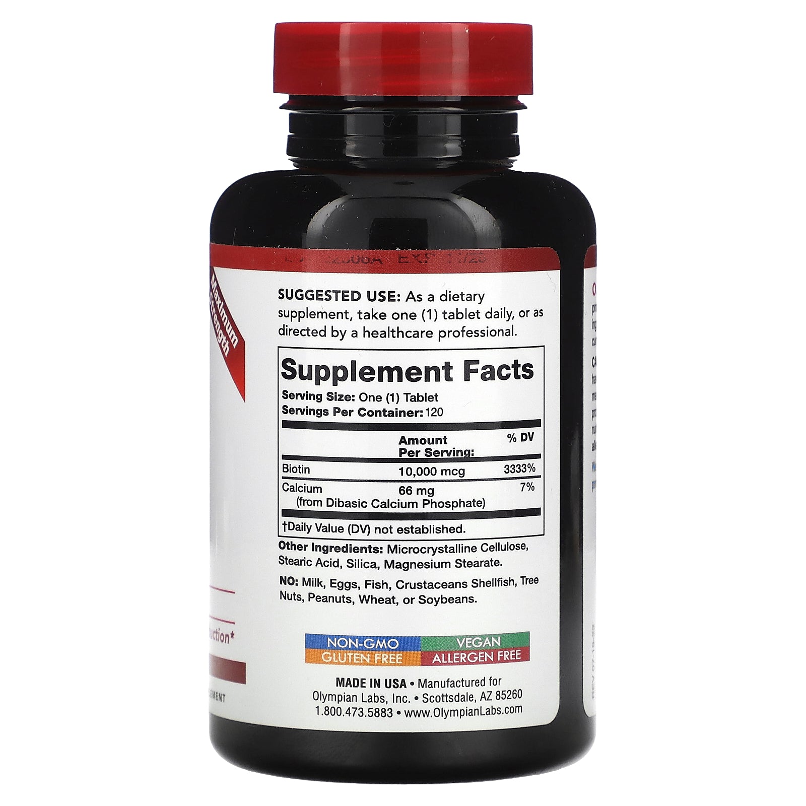Foto 3 pulgar | Suplemento De Biotina De Olympian Labs  10 000 Mcg  120 Tabletas - Venta Internacional.