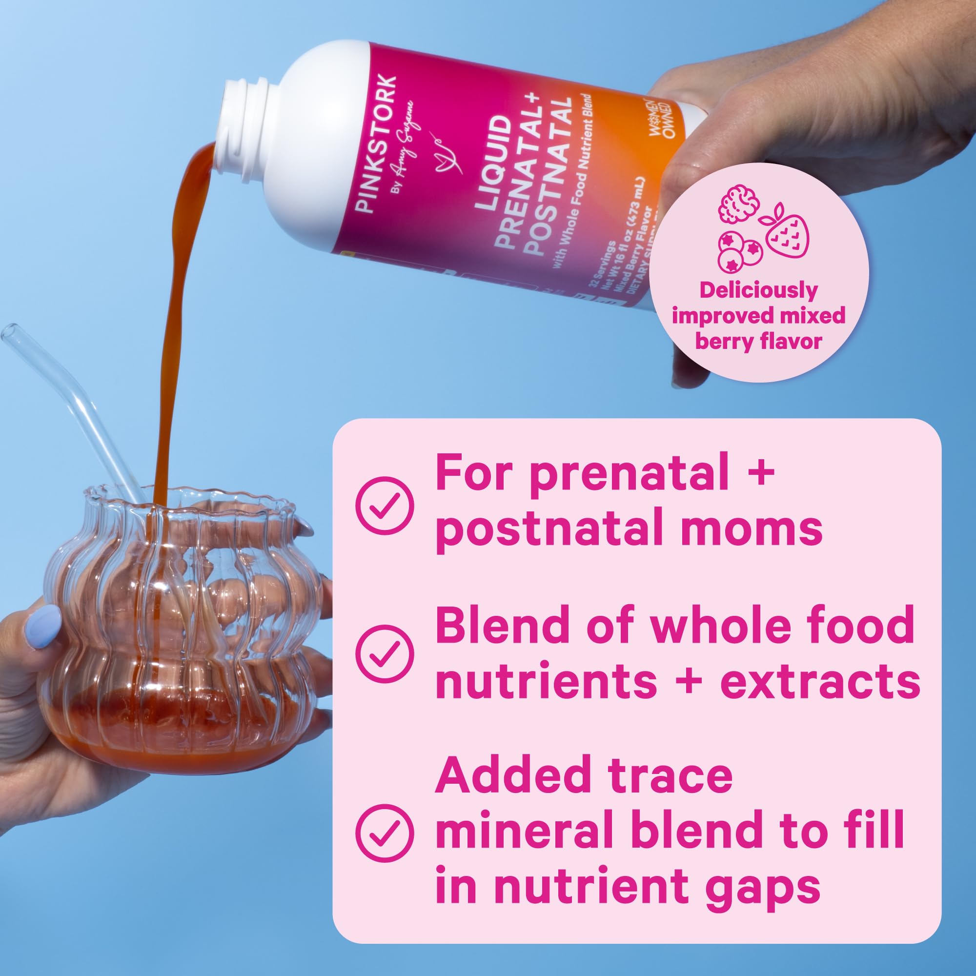 Foto 3 pulgar | Vitaminas Prenatales Líquidas Pink Stork Organic 32 Porciones - Venta Internacional.