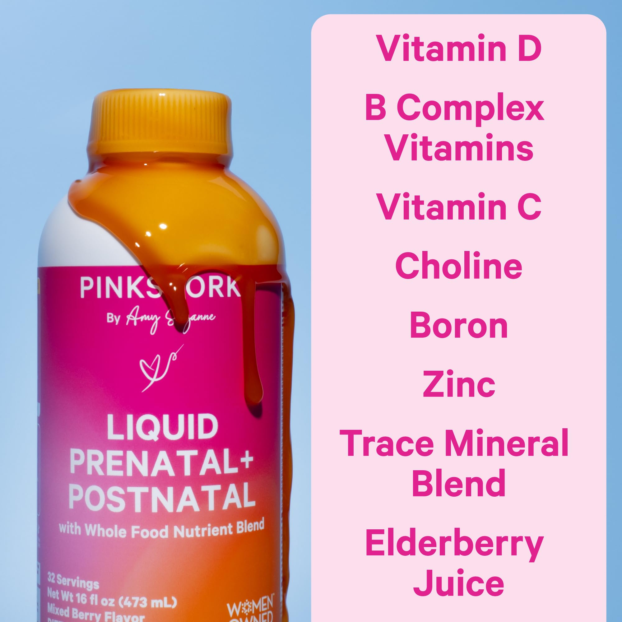 Foto 4 pulgar | Vitaminas Prenatales Líquidas Pink Stork Organic 32 Porciones - Venta Internacional.