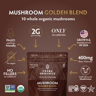 Foto 2 | Polvo De Hongos Tribe Organics Mushroom Golden Blend 200 G - Venta Internacional.