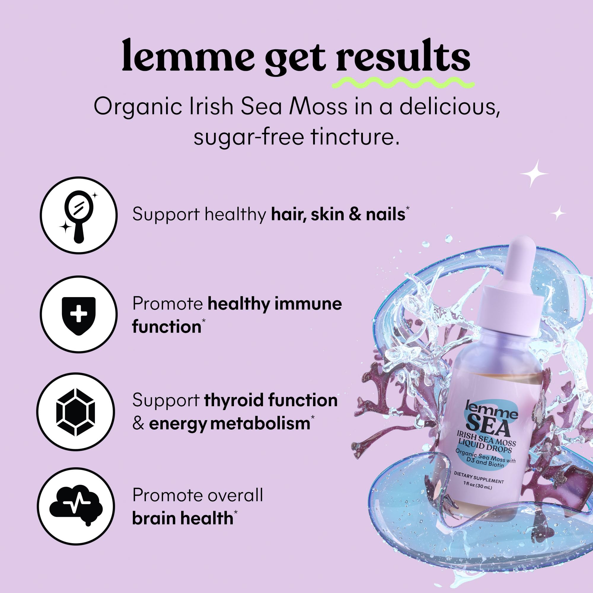 Foto 4 pulgar | Suplemento Líquido Orgánico Lemme Irish Sea Moss De 30 Ml Con Vitamina D3 Y Biotina - Venta Internacional.