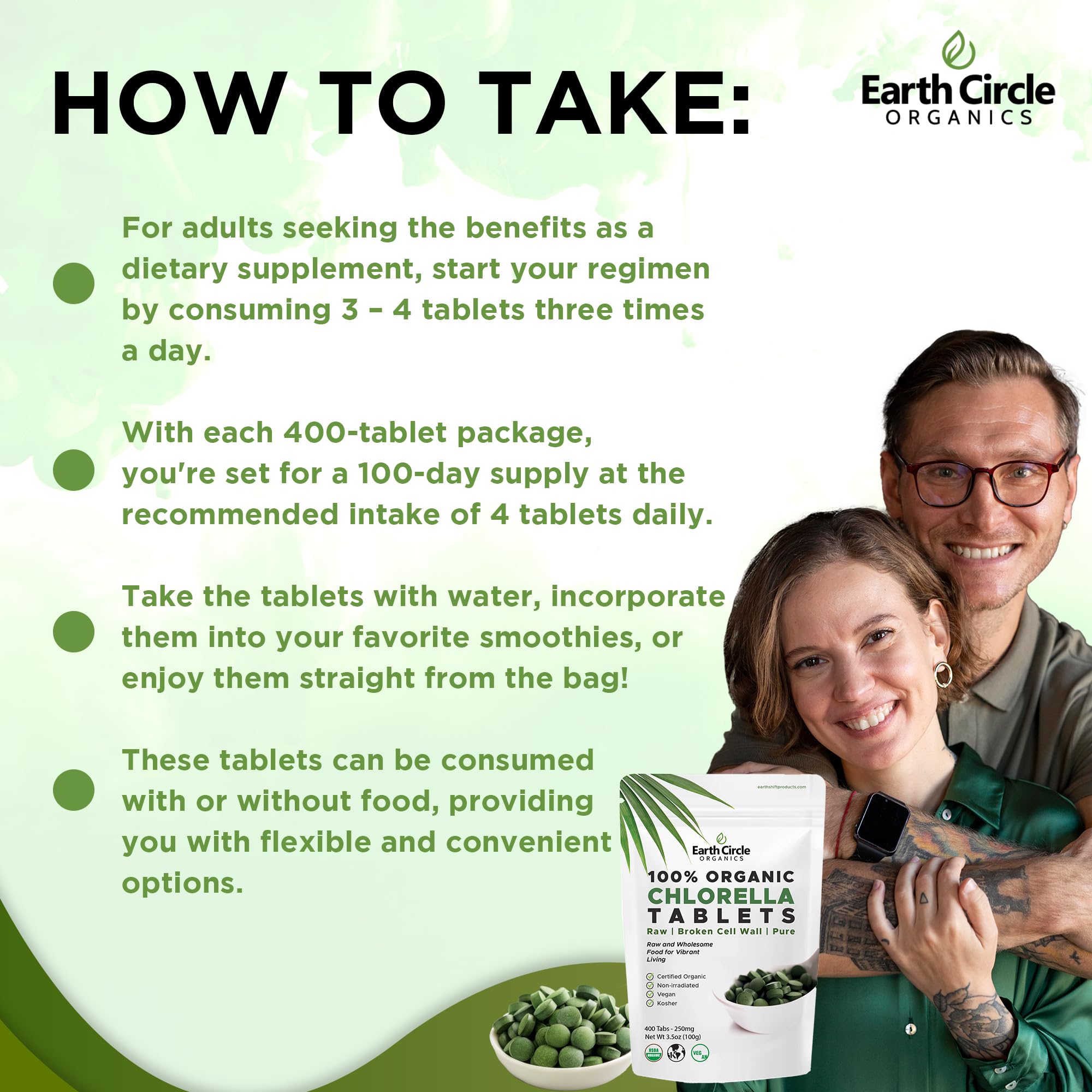 Foto 8 pulgar | Suplemento Clorella Earth Circle Organics 400 Capsulas - Venta Internacional