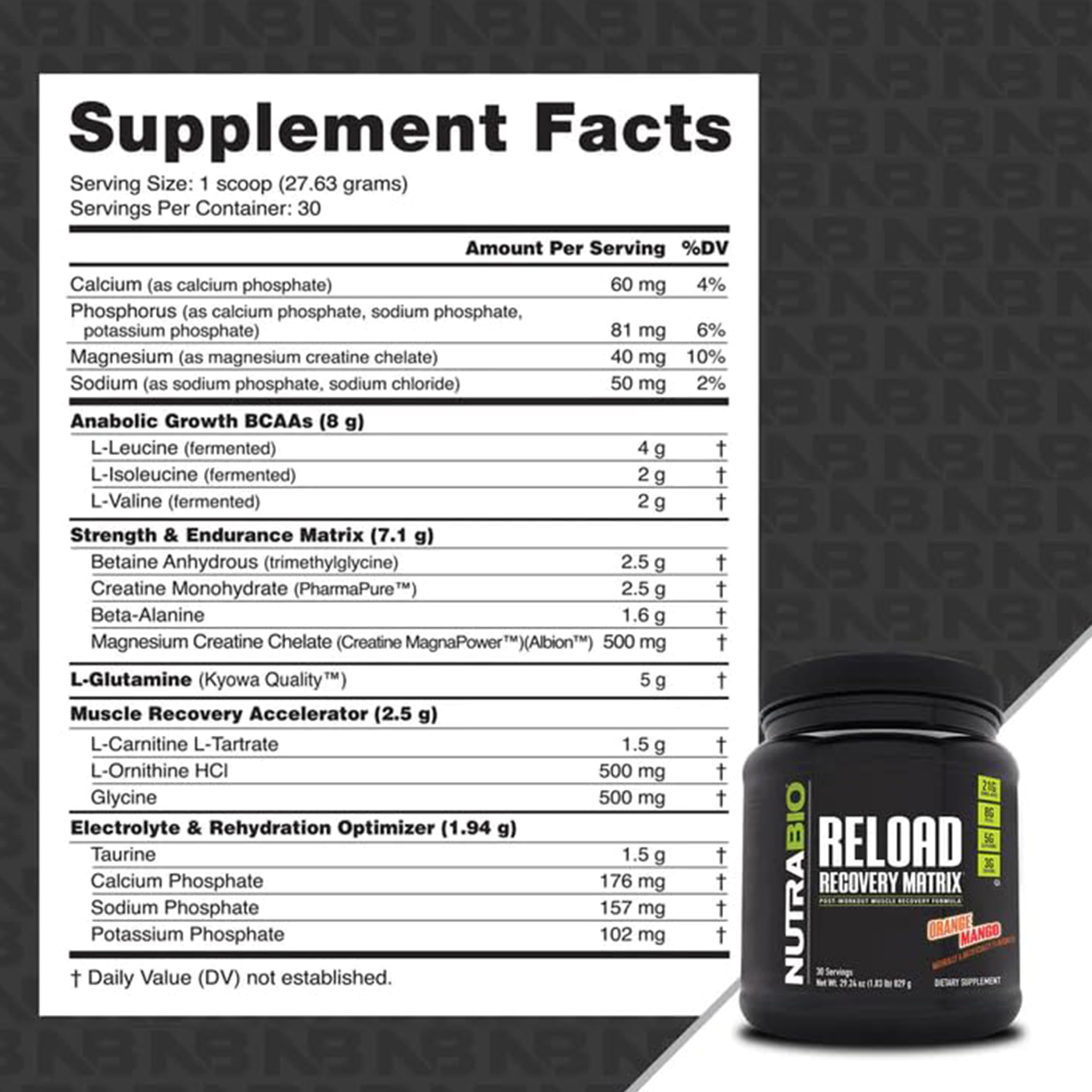 Foto 3 pulgar | Suplemento para Entrenamiento Nutrabio Reload Orange Mango - Venta Internacional