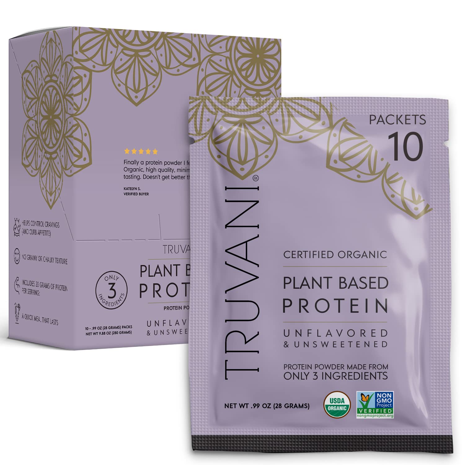 Foto 2 pulgar | Proteína De Guisante Vegana En Polvo Truvani Sin Sabor  20 G  Orgánica  10 X 15 G - Venta Internacional.