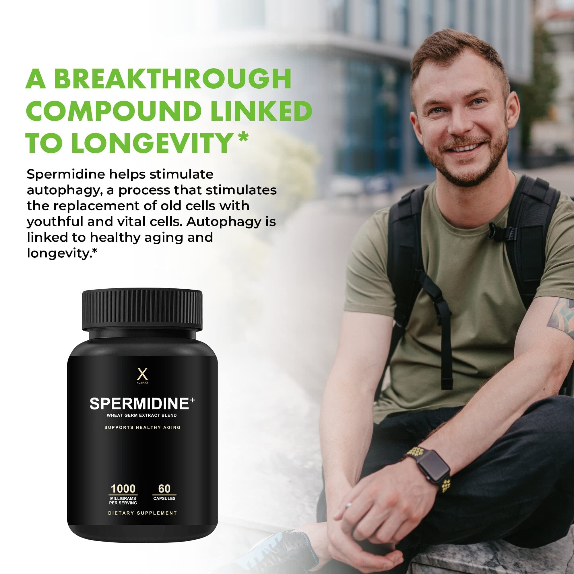 Foto 5 pulgar | Complemente El Extracto De Germen De Trigo Rico En Espermidina Y Espermidina De Humanx Spermidine+ - Venta Internaciona