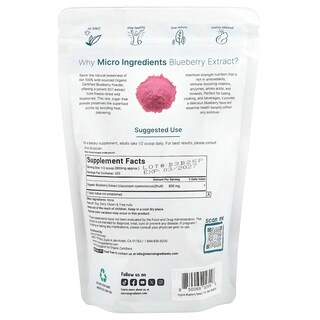 Foto 2 | Microingredientes De Extracto De Arándanos Orgánicos Liofilizados 283 G - Venta Internacional.