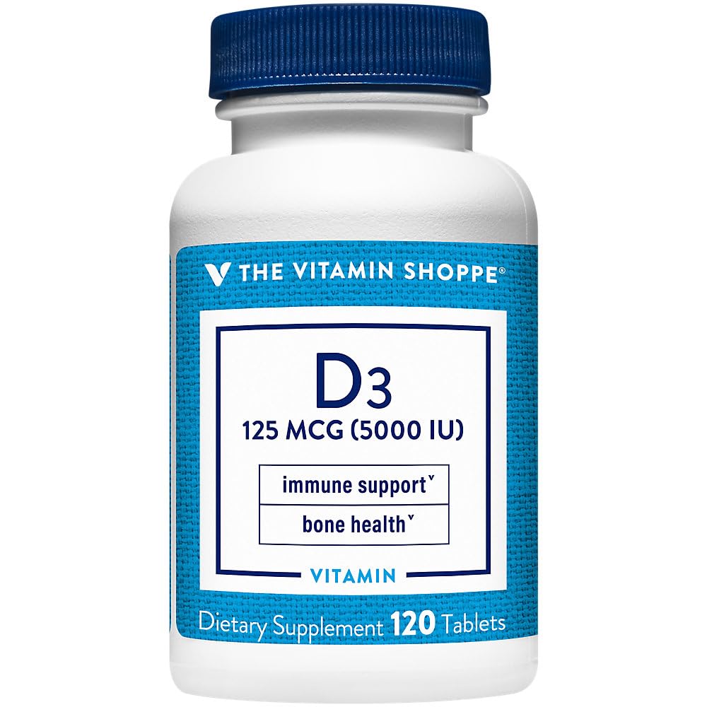Foto 3 pulgar | Suplemento The Vitamin Shoppe De Vitamina D3  5000 Ui  120 Comprimidos - Venta Internacional.