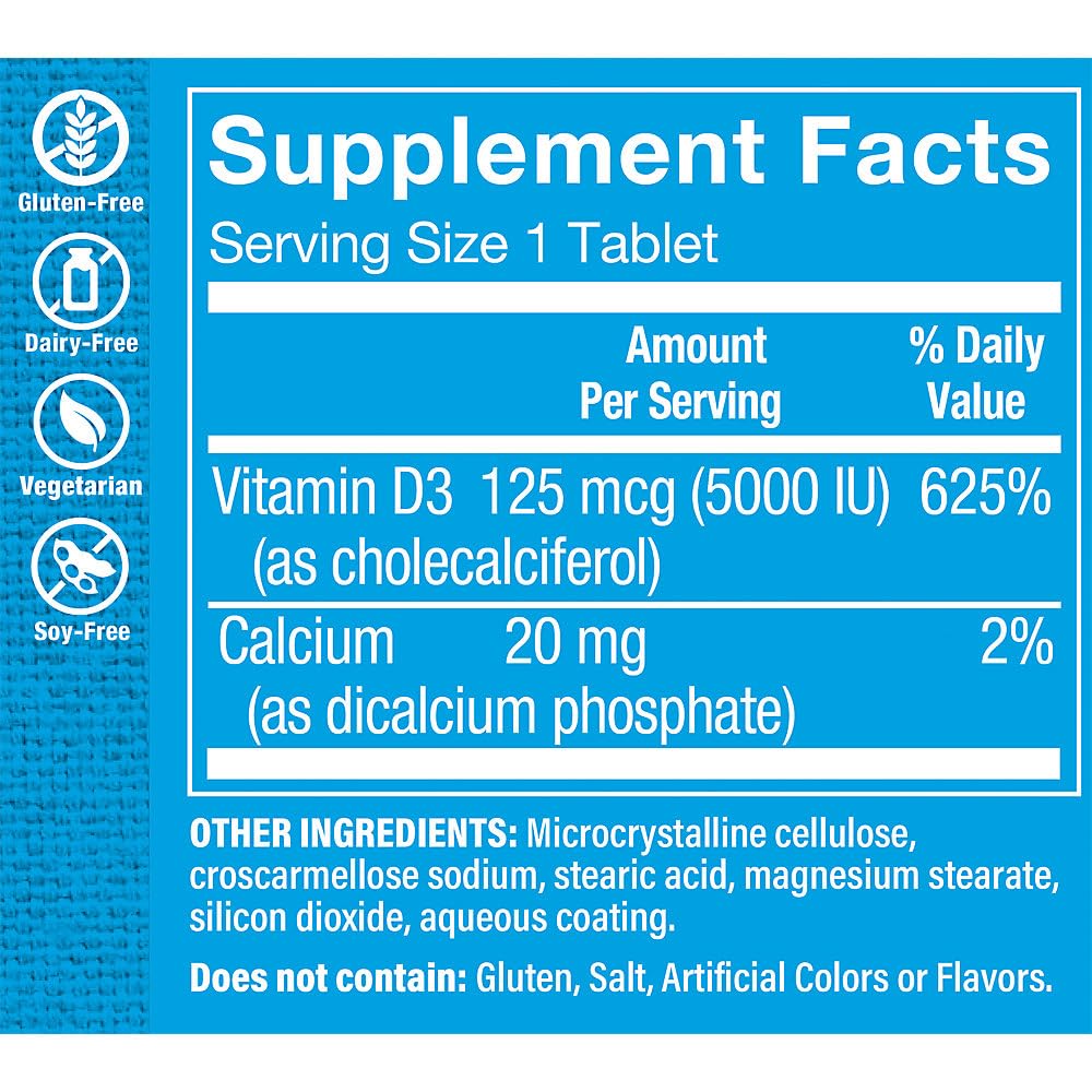 Foto 3 | Suplemento The Vitamin Shoppe De Vitamina D3  5000 Ui  120 Comprimidos - Venta Internacional.