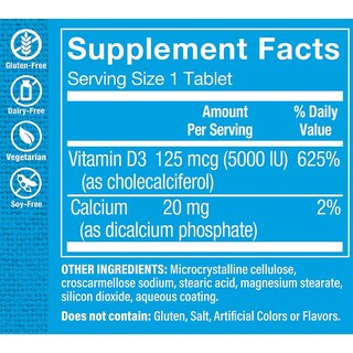 Foto 3 | Suplemento The Vitamin Shoppe De Vitamina D3 5000 Ui 120 Comprimidos - Venta Internacional.