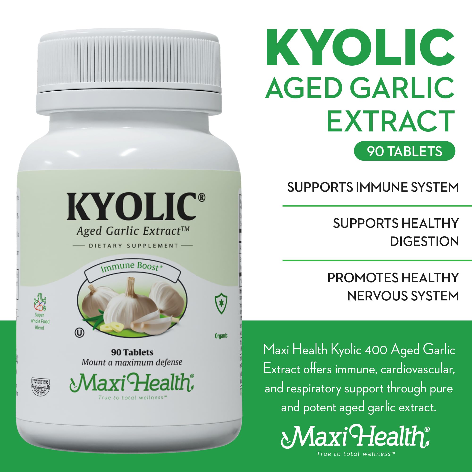 Foto 4 pulgar | Suplemento Maxi Health Kyolic De Ajo Orgánico 90 Tabletas - Venta Internacional.