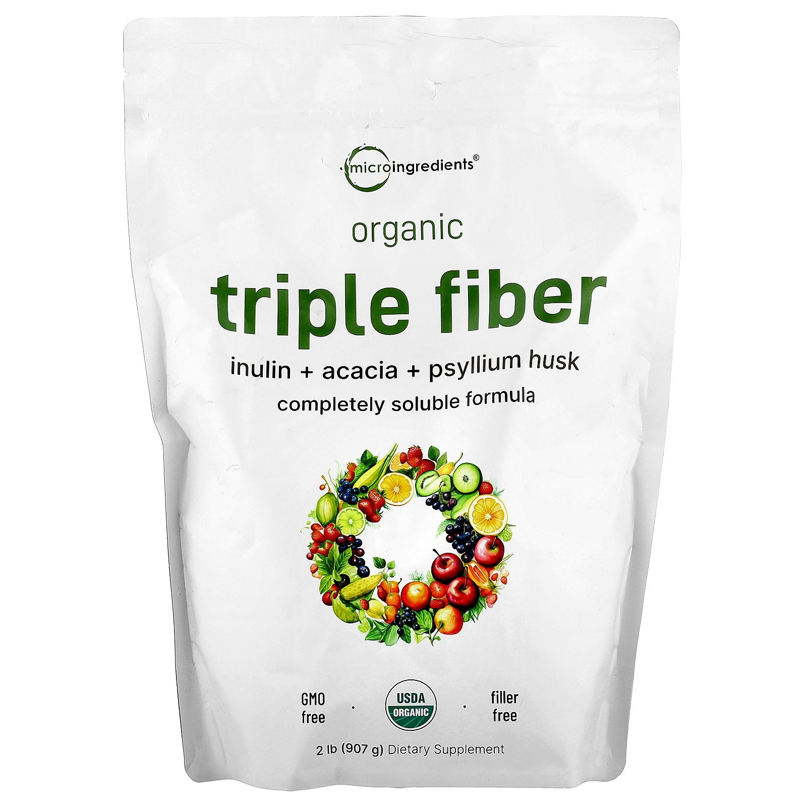 Foto 2 pulgar | Suplemento: Microingredientes Orgánicos De Triple Fibra  907 G - Venta Internacional.