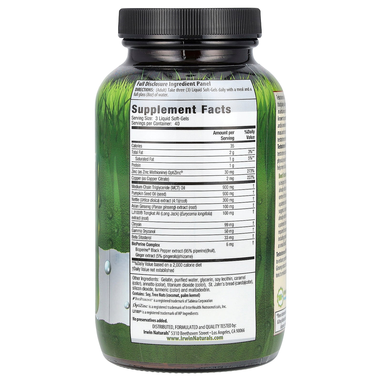 Foto 3 pulgar | Complemente Testosterone Up De Irwin Naturals Con 120 Cápsulas Blandas Lj100 - Venta Internacional.